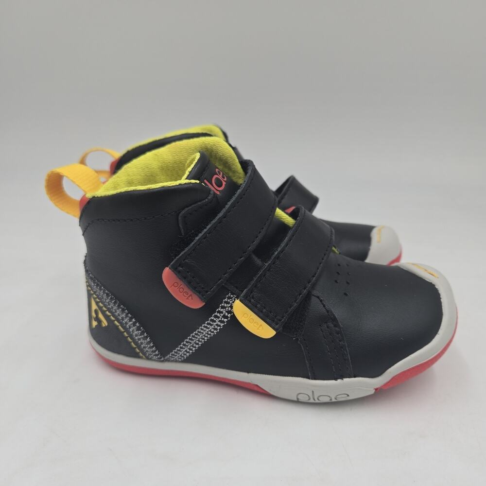 Plae Max Toddler Shoes Size 8.5 Black High Top Sneakers Double Strap